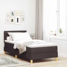   vidaXL Boxrugós ágy matracmal Sötét Barna 90 x 200 cm szövet