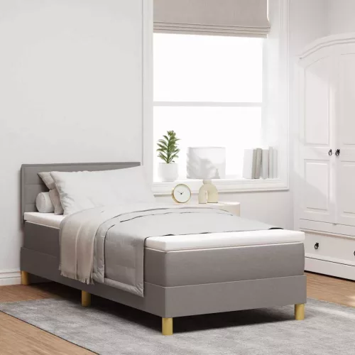 vidaXL Boxrugós ágy matracmal fejtámlával Tópszínű 90 x 200 cm szövet