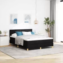   vidaXL Boxrugós ágy matracmal fejtámlával Fekete 140 x 190 cm szövet