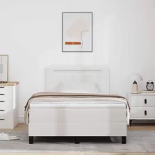   vidaXL Boxrugós ágy matracmal fejtámlával Fehér 120 x 190 cm Műbőr