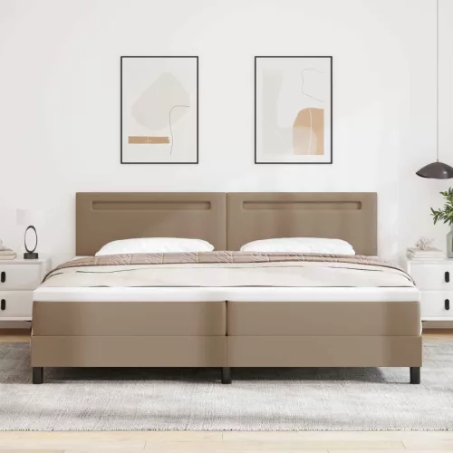 vidaXL Boxrugós ágy matracmal leddel Cappuccino 200 x 200 cm Műbőr