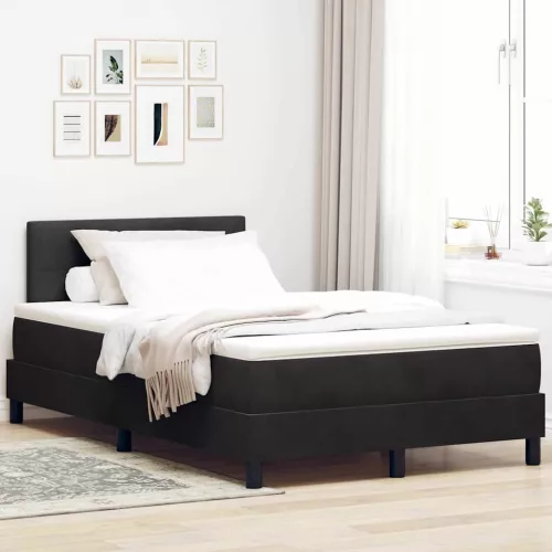 vidaXL Boxrugós ágy matracmal fejtámlával Fekete 120 x 190 cm Bársony