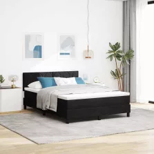   vidaXL Boxrugós ágy matracmal fejtámlával Fekete 140 x 190 cm Bársony