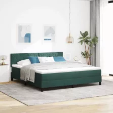   vidaXL Boxrugós ágy matracmal Sötétzöld 180 x 200 cm Bársony