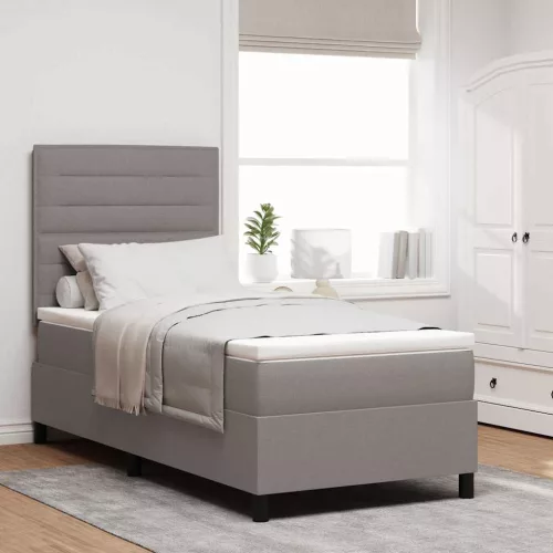 vidaXL Boxrugós ágy matracmal fejtámlával Tópszínű 90 x 190 cm szövet