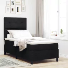   vidaXL Boxrugós ágy matracmal fejtámlával Fekete 90 x 190 cm szövet