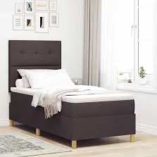   vidaXL Boxrugós ágy matracmal Sötét Barna 90 x 190 cm szövet
