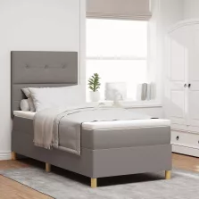   vidaXL Boxrugós ágy matracmal fejtámlával Tópszínű 90 x 200 cm szövet