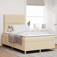   vidaXL Boxrugós ágy matracmal fejtámlával Krém 120 x 190 cm szövet
