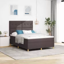   vidaXL Boxrugós ágy matracmal Sötét Barna 140 x 190 cm szövet