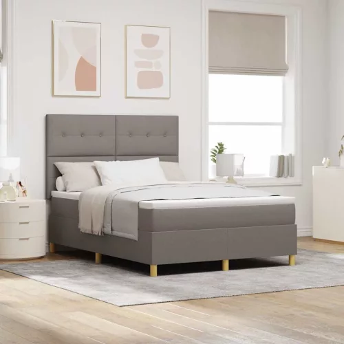vidaXL Boxrugós ágy matracmal fejtámlával Tópszínű 160 x 200 cm szövet
