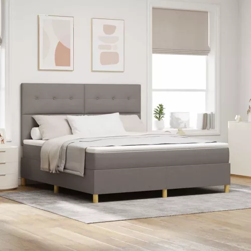 vidaXL Boxrugós ágy matracmal fejtámlával Tópszínű 180 x 200 cm szövet