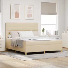   vidaXL Boxrugós ágy matracmal fejtámlával Krém 180 x 200 cm szövet