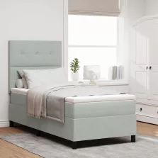   vidaXL Boxrugós ágy matracmal Világosszürke 90 x 190 cm szövet