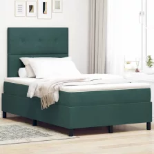   vidaXL Boxrugós ágy matracmal Sötétzöld 120 x 200 cm szövet