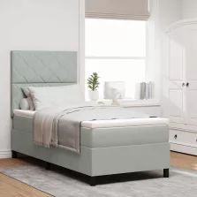   vidaXL Boxrugós ágy matracmal Világosszürke 90 x 200 cm szövet
