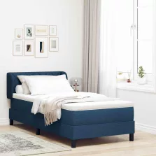   vidaXL Boxrugós ágy matracmal fejtámlával Kék 100 x 200 cm szövet