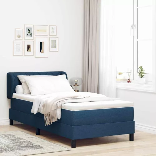 vidaXL Boxrugós ágy matracmal fejtámlával Kék 100 x 200 cm szövet