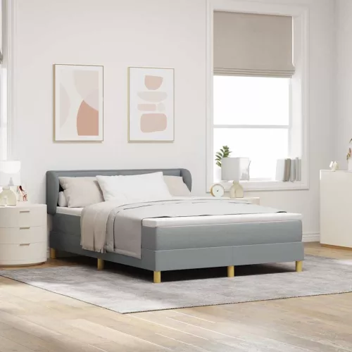 vidaXL Boxrugós ágy matracmal Világosszürke 140 x 190 cm szövet