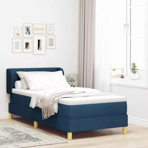 vidaXL Boxrugós ágy matracmal fejtámlával Kék 90 x 200 cm szövet