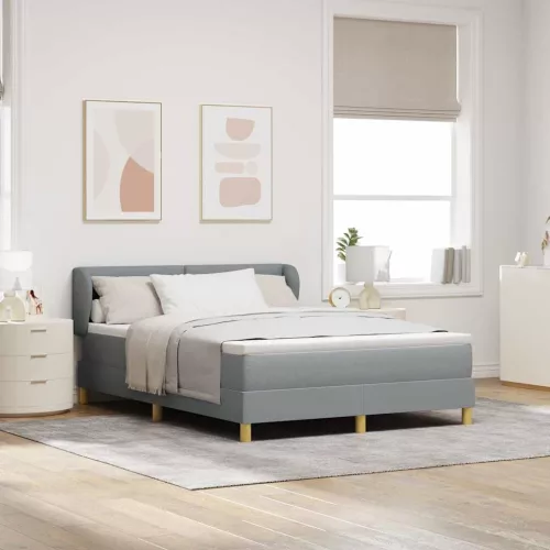 vidaXL Boxrugós ágy matracmal Világosszürke 140 x 190 cm szövet