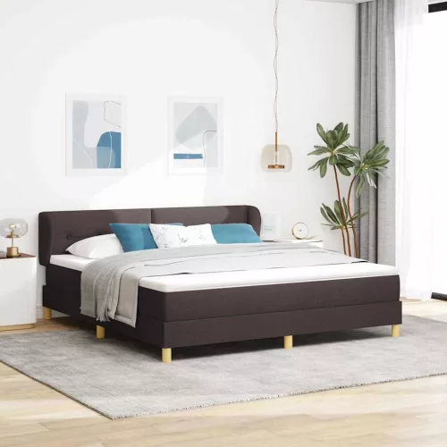 vidaXL Boxrugós ágy matracmal Sötét Barna 180 x 200 cm szövet