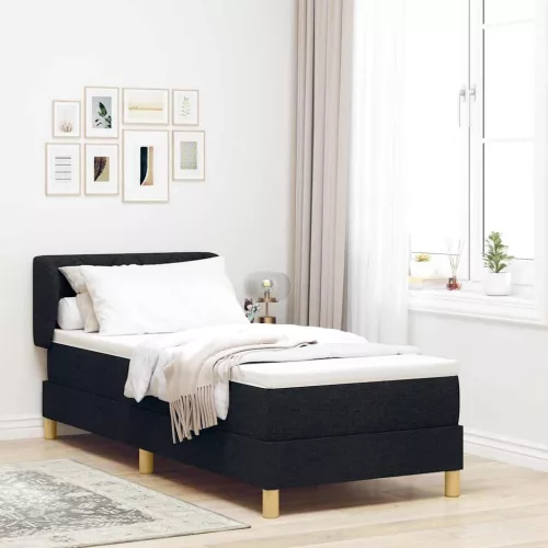 vidaXL Boxrugós ágy matracmal fejtámlával Fekete 80 x 200 cm szövet