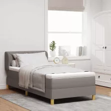   vidaXL Boxrugós ágy matracmal fejtámlával Tópszínű 100 x 200 cm szövet
