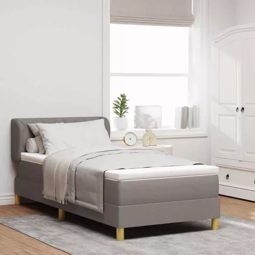 vidaXL Boxrugós ágy matracmal fejtámlával Tópszínű 100 x 200 cm szövet