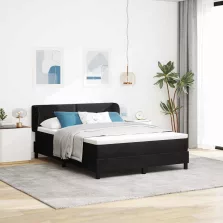   vidaXL Boxrugós ágy matracmal fejtámlával Fekete 160 x 200 cm Bársony