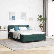   vidaXL Boxrugós ágy matracmal Sötétzöld 160 x 200 cm Bársony