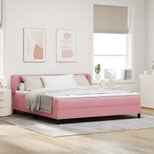   vidaXL Boxrugós ágy matracmal Rózsaszín 180 x 200 cm Bársony