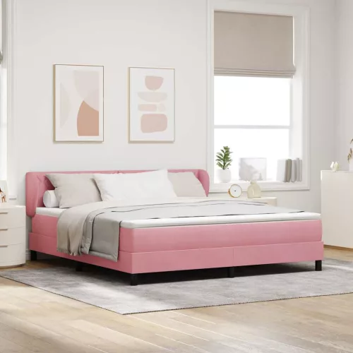 vidaXL Boxrugós ágy matracmal Rózsaszín 180 x 200 cm Bársony