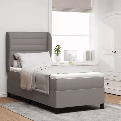 vidaXL Boxrugós ágy matracmal fejtámlával Tópszínű 90 x 190 cm szövet