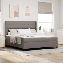   vidaXL Boxrugós ágy matracmal fejtámlával Tópszínű 180 x 200 cm szövet