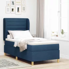   vidaXL Boxspring ágy matraccal Sötétszürke 90x190 cm Szövet Kék szövet