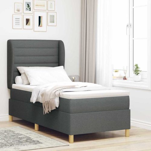vidaXL Boxspring ágy matraccal Sötétszürke 90x190 cm Szövet szövet