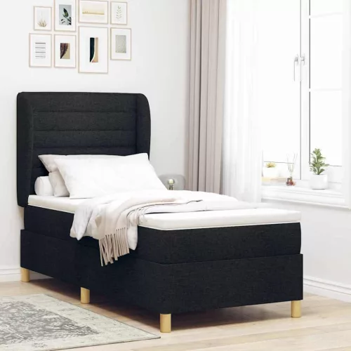 vidaXL Boxspring ágy matraccal Sötétszürke 90x190 cm Szövet Fekete