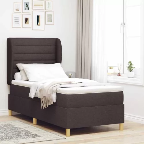 vidaXL Boxspring ágy matraccal Sötétszürke 90x190 cm Szövet sötétbarna