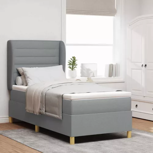 vidaXL Boxspring ágy matraccal Sötétszürke 90x190 cm Szövet szövet