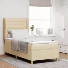   vidaXL Boxspring ágy matraccal Sötétszürke 90x190 cm Szövet Krém