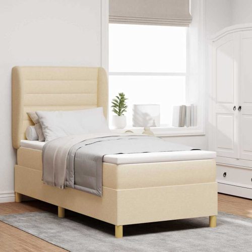 vidaXL Boxspring ágy matraccal Sötétszürke 90x190 cm Szövet Krém