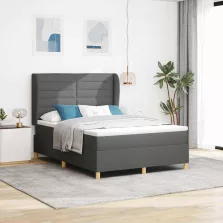   vidaXL Boxspring ágy matraccal Sötétszürke 90x190 cm Szövet szövet