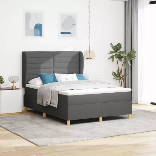 vidaXL Boxspring ágy matraccal Sötétszürke 90x190 cm Szövet szövet