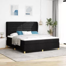   vidaXL Boxspring ágy matraccal Sötétszürke 90x190 cm Szövet Fekete