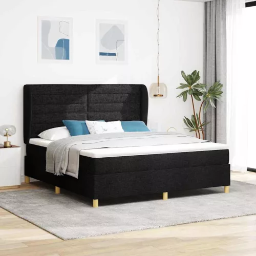 vidaXL Boxspring ágy matraccal Sötétszürke 90x190 cm Szövet Fekete