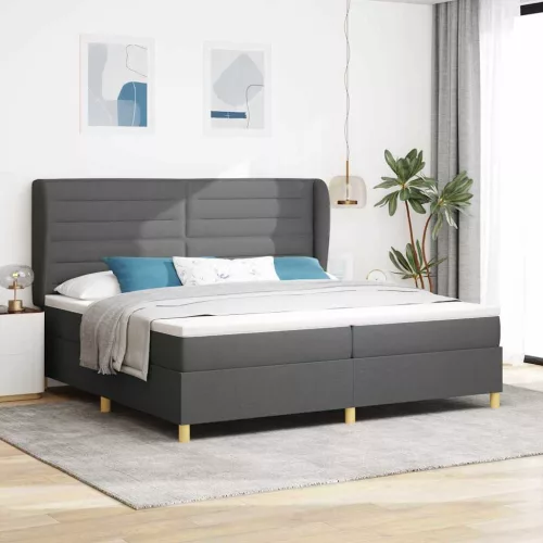 vidaXL Boxspring ágy matraccal Sötétszürke 90x190 cm Szövet szövet