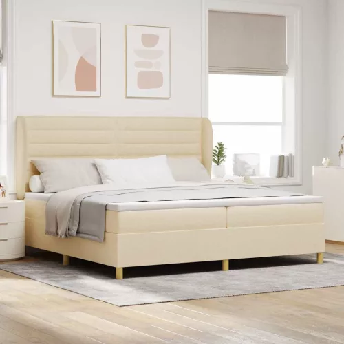 vidaXL Boxspring ágy matraccal Sötétszürke 90x190 cm Szövet Krém