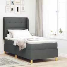  vidaXL Boxspring ágy matraccal Sötétszürke 90x190 cm Szövet szövet