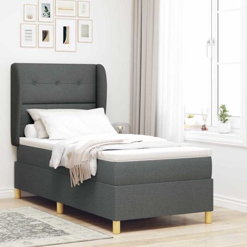 vidaXL Boxspring ágy matraccal Sötétszürke 90x190 cm Szövet szövet